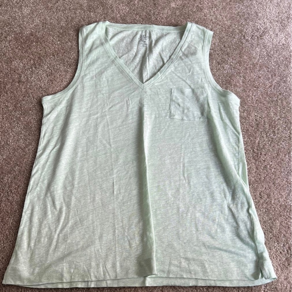 Jcrew Green linen Tank Top; size L; never worn